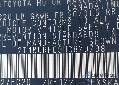 2017 Toyota Corolla Se из США, поврежденный, VIN 2T1BURHE9HC870798